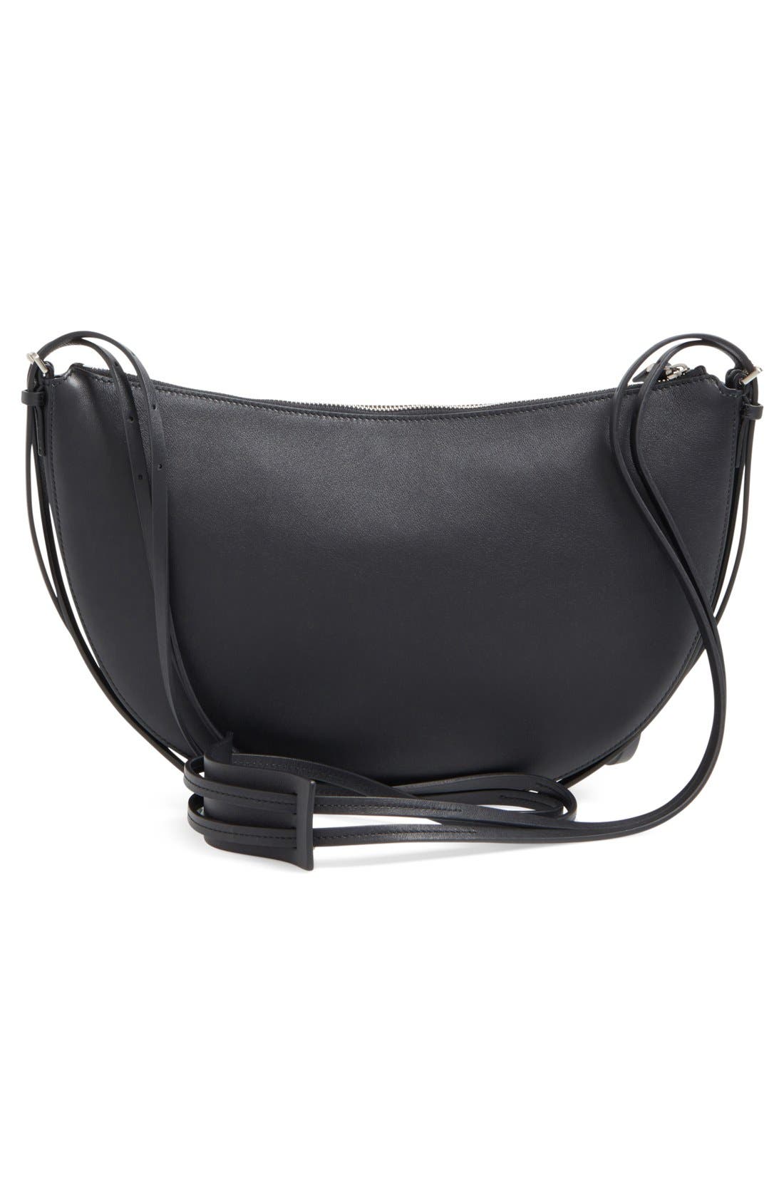 'Medium Sedona' Leather Shoulder Bag, Alternate, color, BLACK