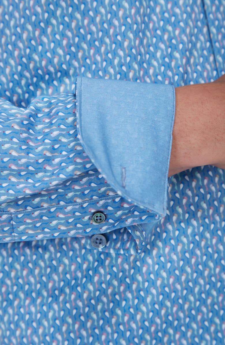 Bugatchi Jimmy OoohCotton<sup>®</sup> Abstract Print Button-Up Shirt, Alternate, color, Dusty Blue