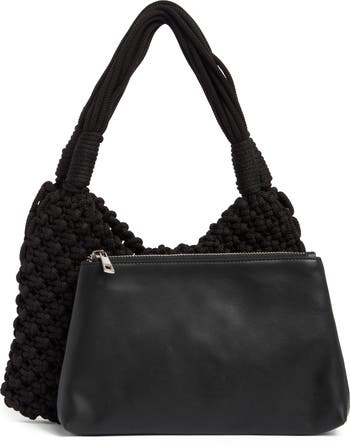 Woven Shoulder Bag with Removable Pouch