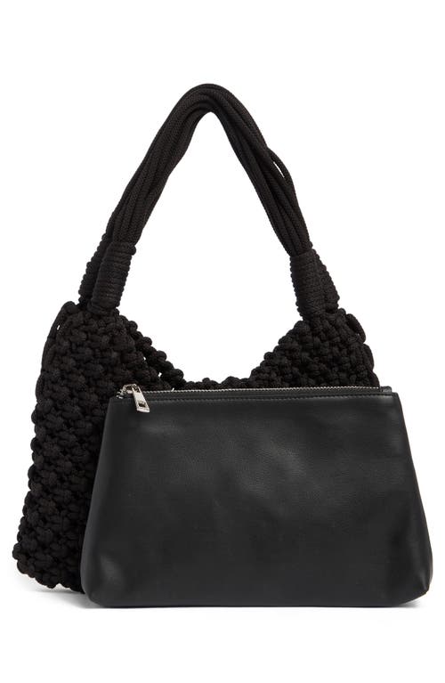Bcbg Woven Shoulder Bag With Removable Pouch In Black