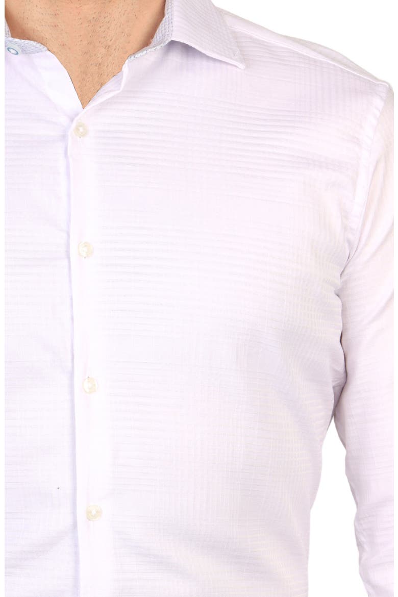 Trim Fit Textured Check Non-Iron Stretch Dress Shirt, Alternate, color, WHITE