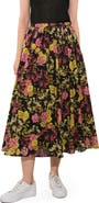 FREEMARKET Floral Pleated Midi Skirt