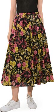 FREEMARKET Floral Pleated Midi Skirt