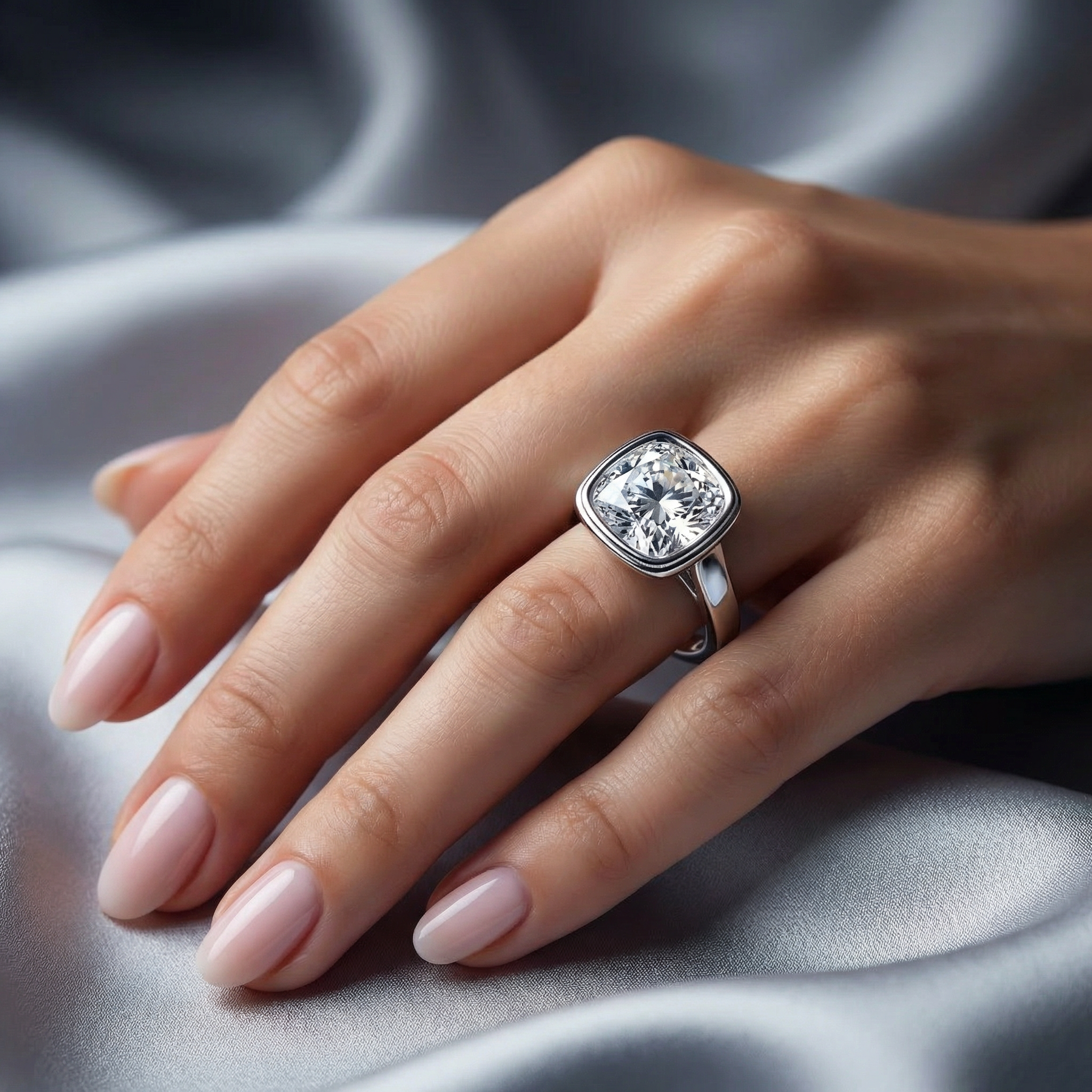 Женские аксессуары Bliss Diamond Ceritifed 4Ct Eloise Cushion Cut Bezel Set Diamond Engagement Ring 14k Gold Lab — фото 5