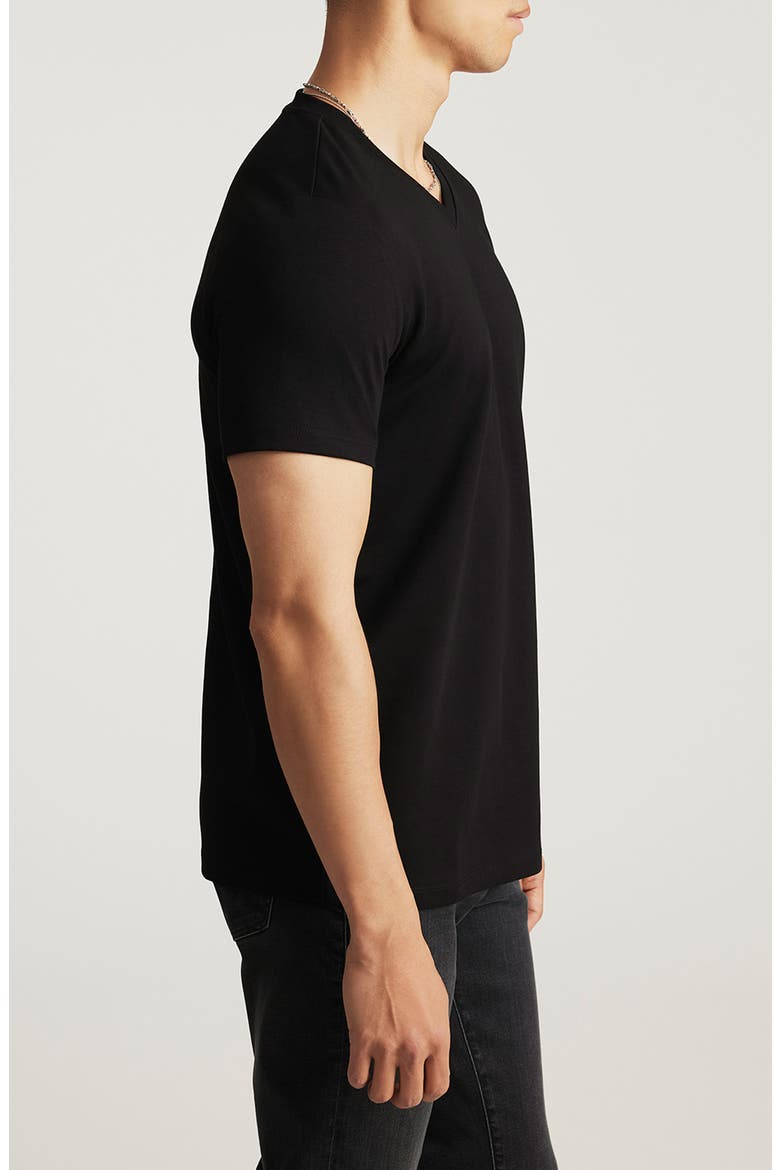 Black Stretch Cotton V-Neck T-Shirt, Alternate, color, BLACK