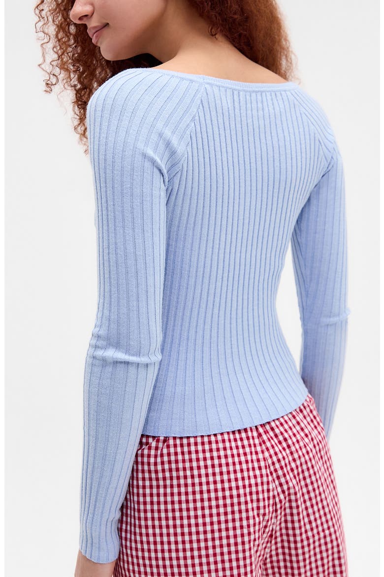 Rib Surplice Neck Sweater, Alternate, color, PALE BLUE