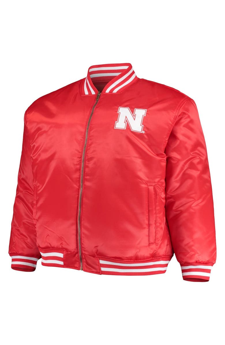 PROFILE Men's Scarlet/Black Nebraska Huskers Big & Tall Reversible Satin Full-Zip Jacket, Alternate, color, Black