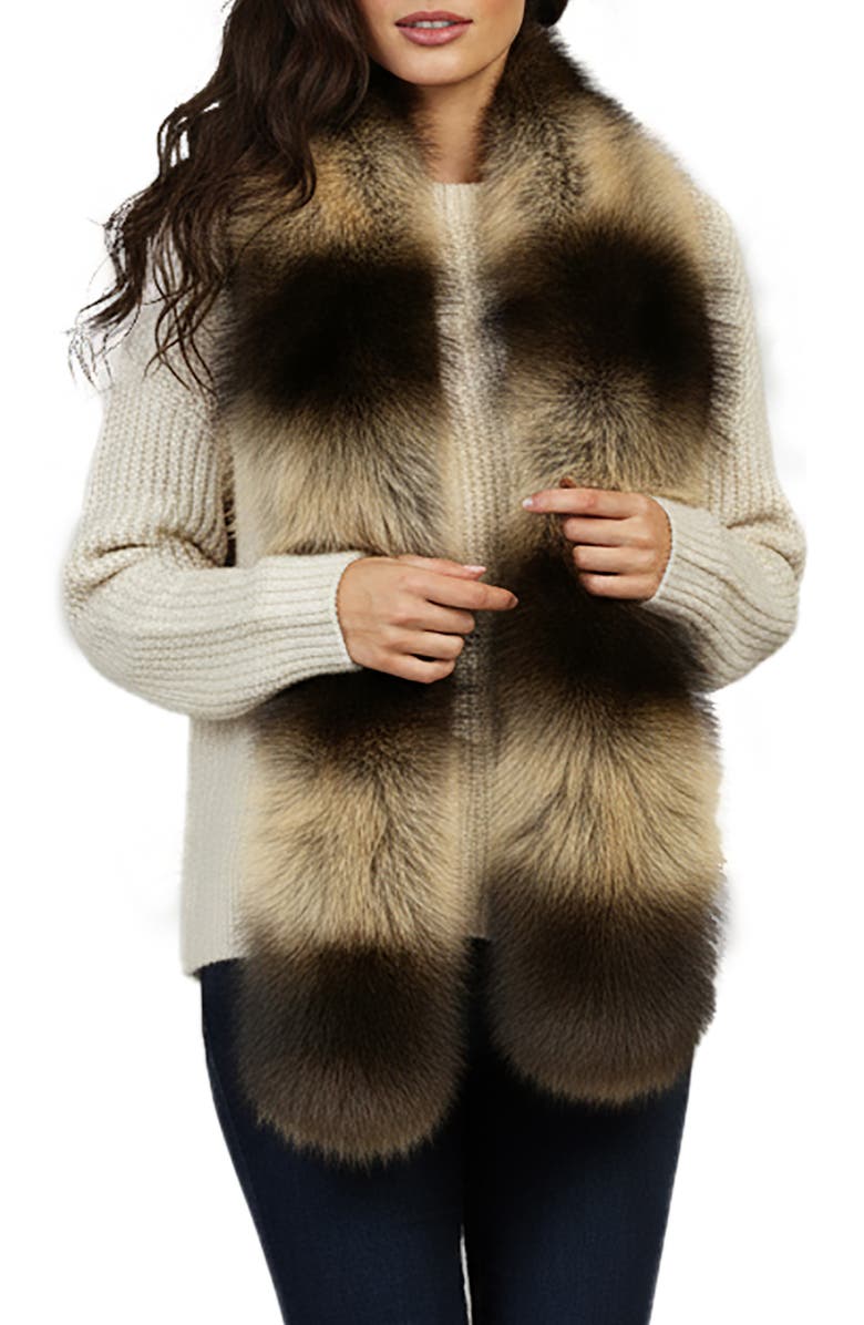 SAACHI Faux Fur Scarf, Main, color, Beige