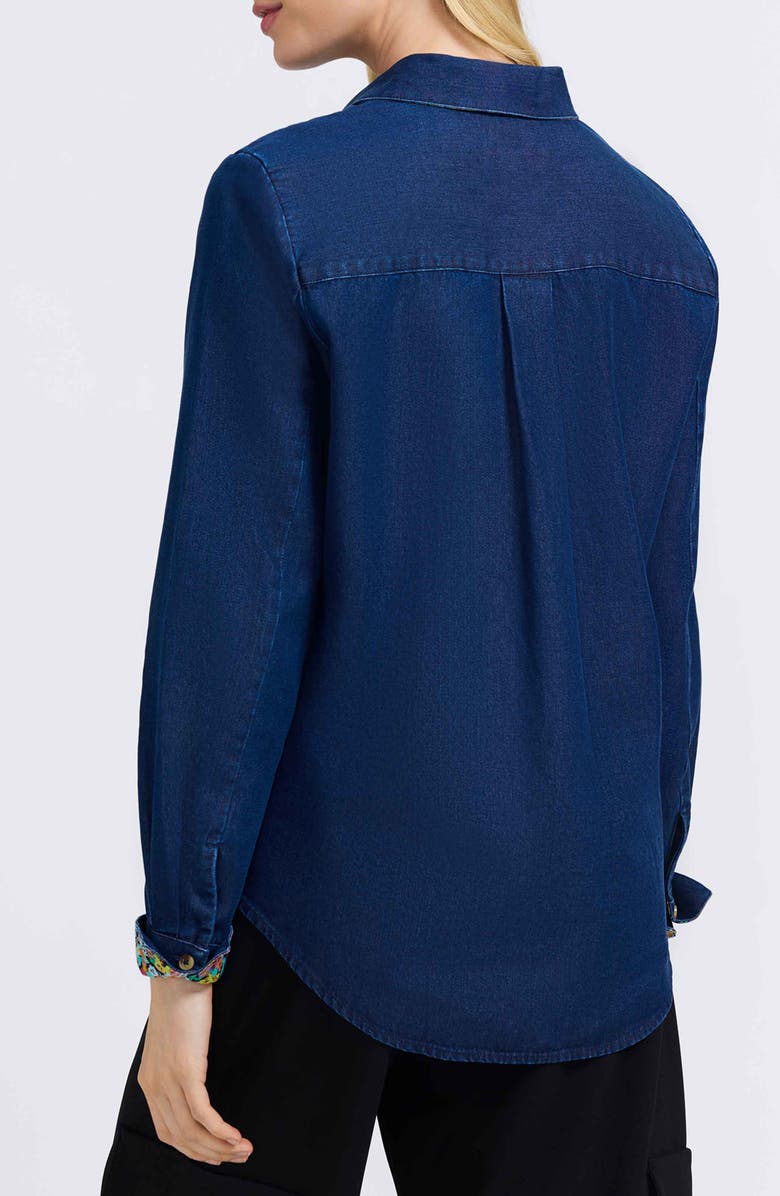 Foxcroft Margie Denim Button-Up Shirt, Alternate, color, Dark Wash