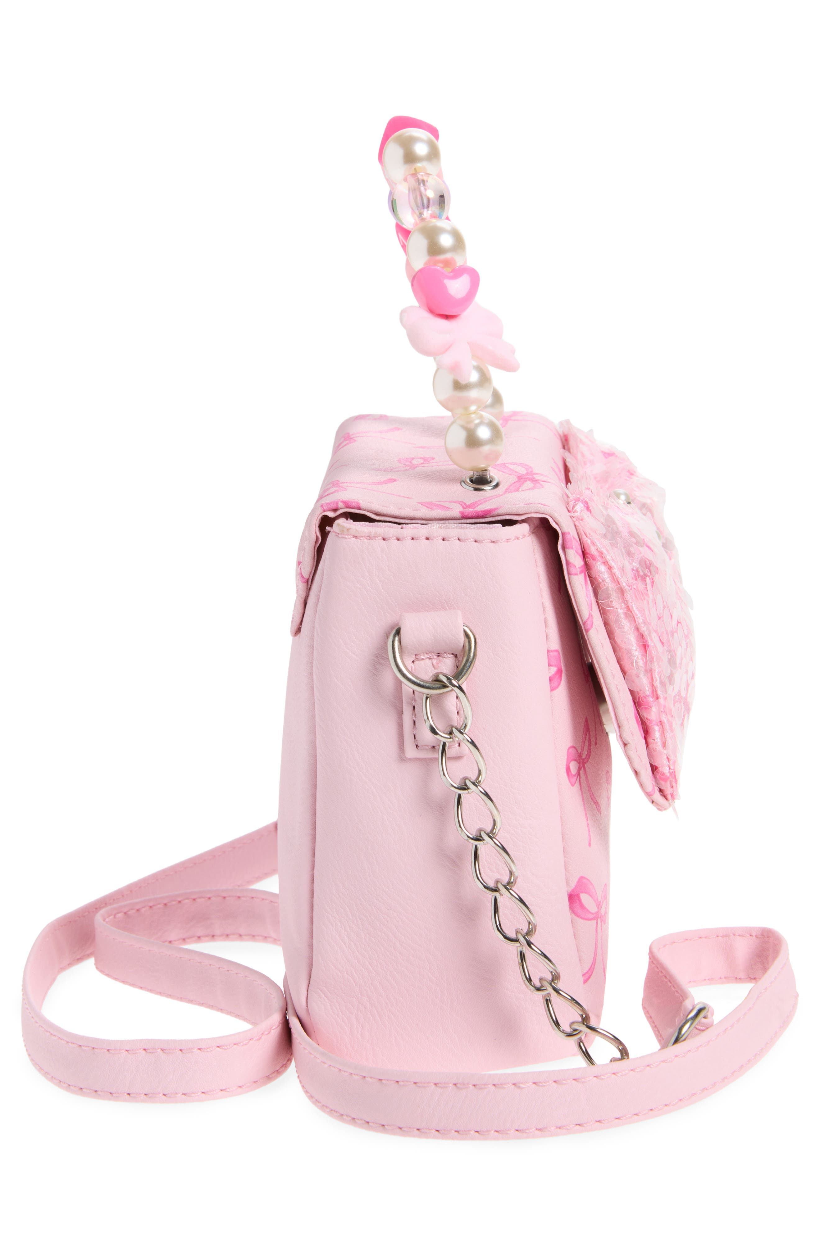 OMG Accessories Beaded Top Handle Bow Satchel, Alternate, color, Lollipop