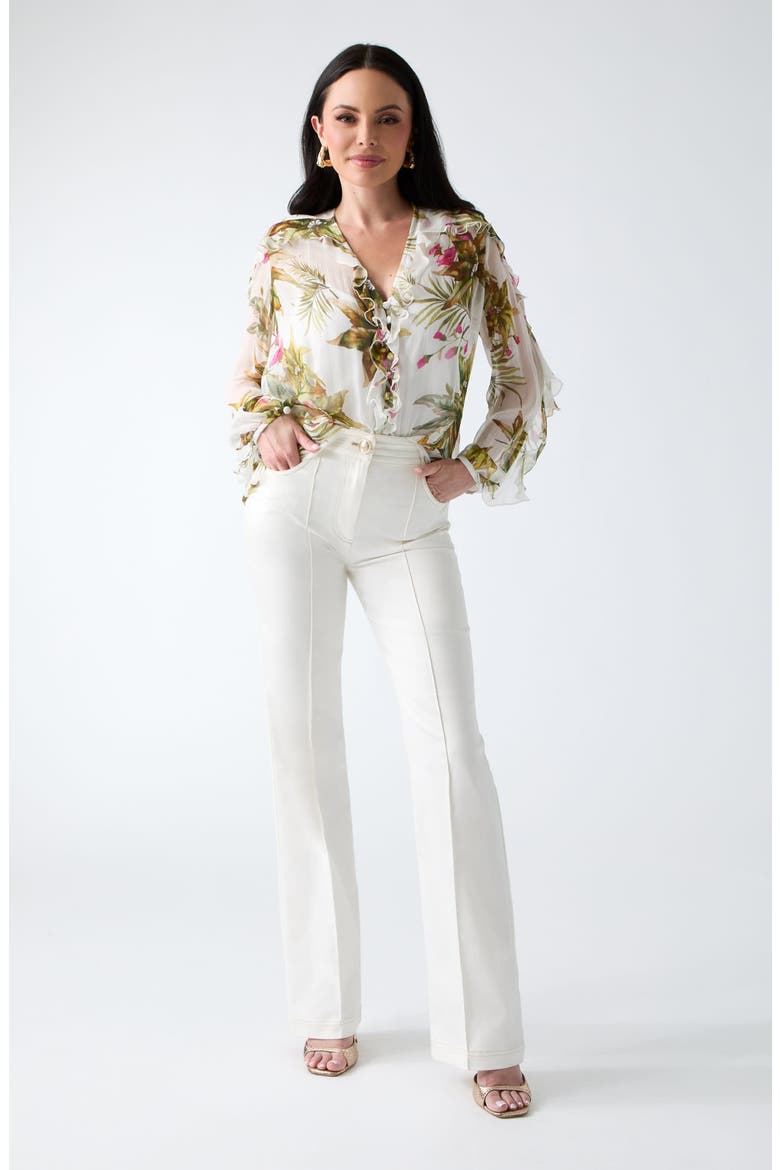 Hassana Ruffle Floral Print Top, Alternate, color, WHITE MULTI