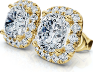 Bliss Diamond Certified 5.80Ct Cushion Cut Diamond Halo Studs 14k Gold Women's Earrings