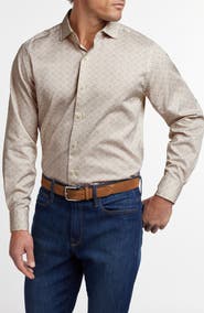 David Donahue Micropaisley Print Sport Shirt