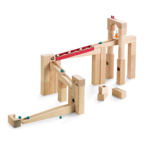 Wooden Marble Run Ball Track Set, STEM Toy for 3-10 Year Olds and Educational Building Set with 42 Pieces, Fun Marble Maze Game, Made in Germany