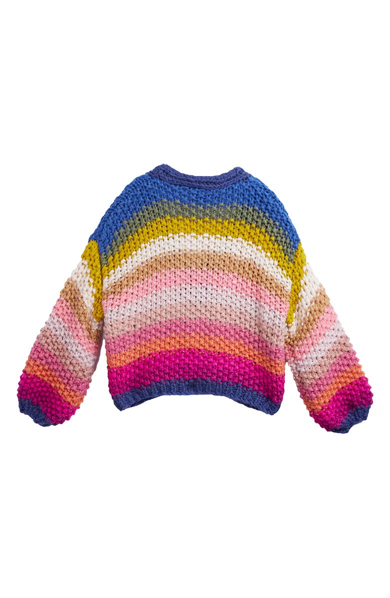 SAACHI Rainbow Stripe Reversible Sweater, Alternate, color, Multi Blue