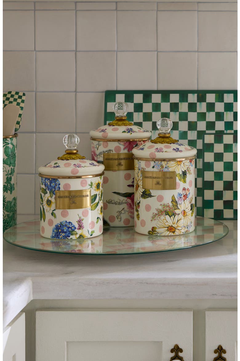 Wildflowers Large Enameled Steel Canister, Alternate, color, PINK