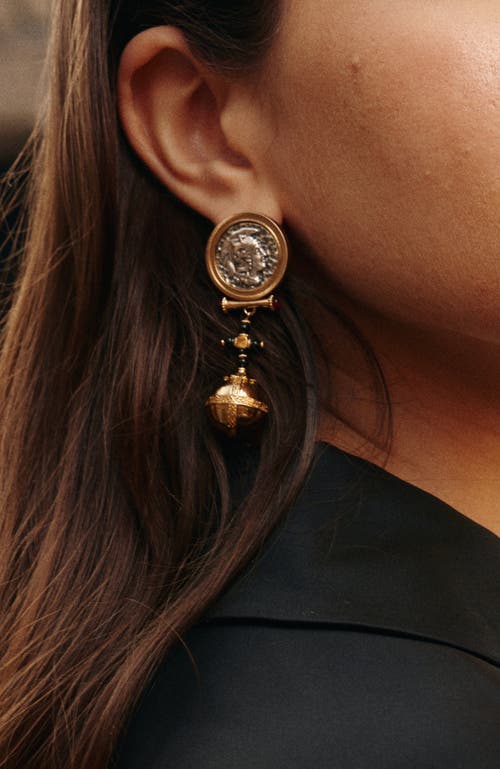 Rc Retro Chic Globus Cruciger Coin Earrings In Gold
