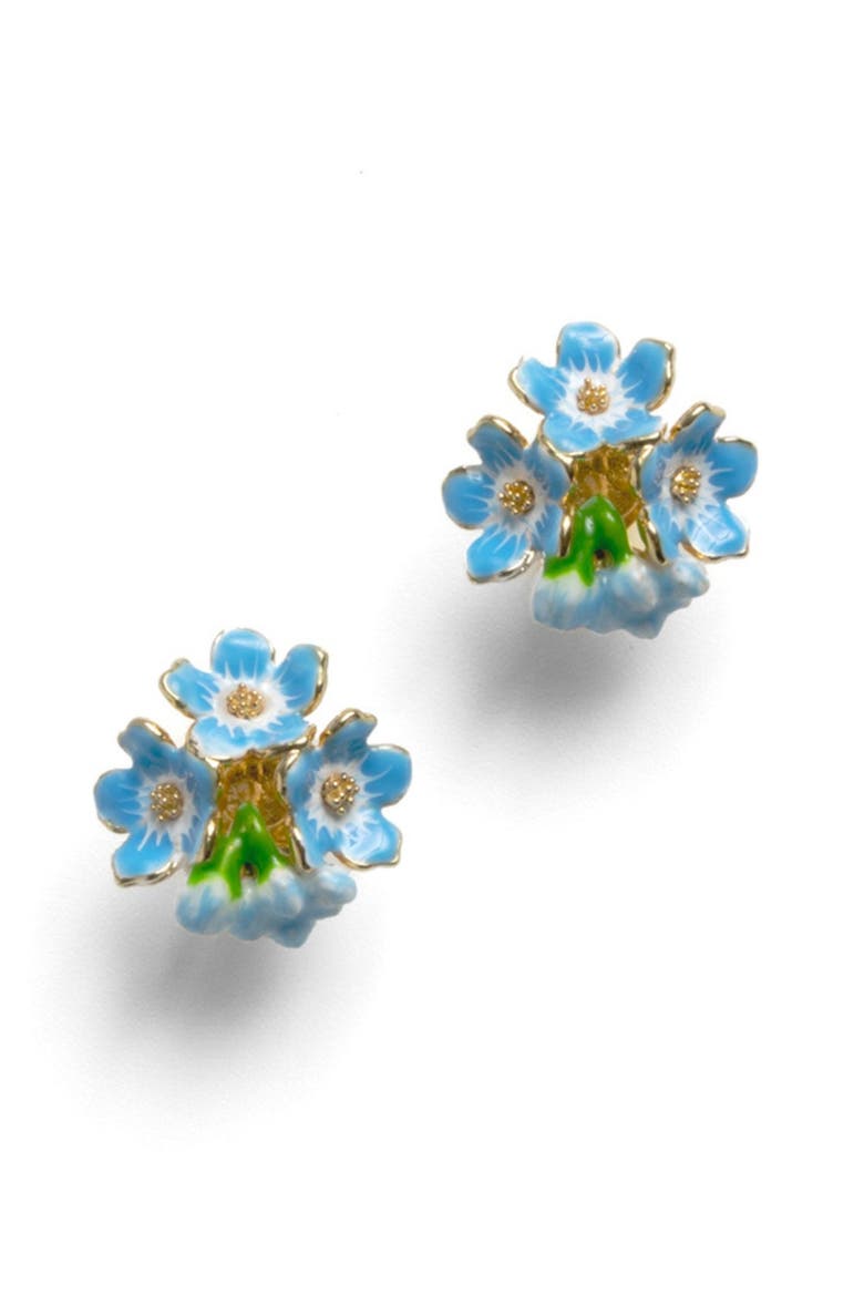 Forget Me Not 3 Cluster Studs, Main, color, Blue