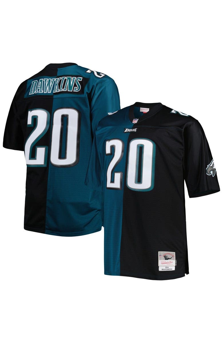 Mitchell & Ness Men's Mitchell & Ness Brian Dawkins Midnight Green/Black Philadelphia Eagles Big & Tall Split Legacy Retired Player Replica Jersey, Main, color, 