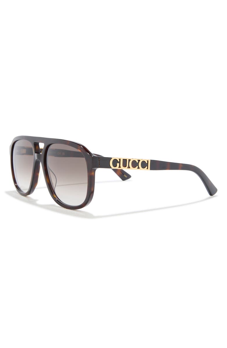 Gucci 58mm Aviator Sunglasses, Alternate, color, Havana/ Havana Brown