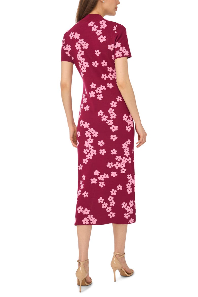Flower Jacquard Midi Sweater Dress, Alternate, color, BURGUNDY WINE