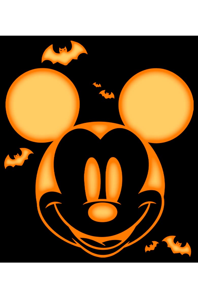 Men's Mickey & Friends Pumpkin Face Pull Over Hoodie, Alternate, color, Black