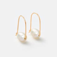 Sara Patino Floating Pearl Small Hoop Earrings