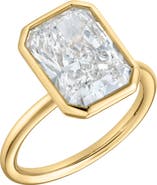 LuvMyJewelry Sierra 14K Gold Radiant Bezel Lab Grown Diamond Solitaire Engagement Ring - 2 cts