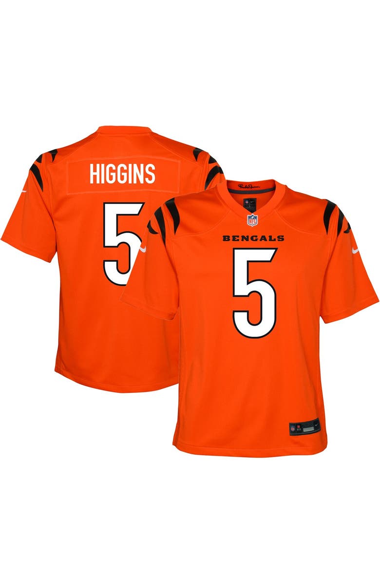 Nike Youth Nike Tee Higgins Orange Cincinnati Bengals Game Jersey, Alternate, color, 
