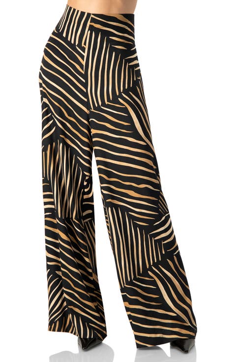 Wide-Leg Patterned Trousers