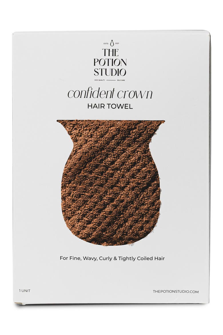 Confident Crown Extra Large Hair Towel, Alternate, color, BROWN