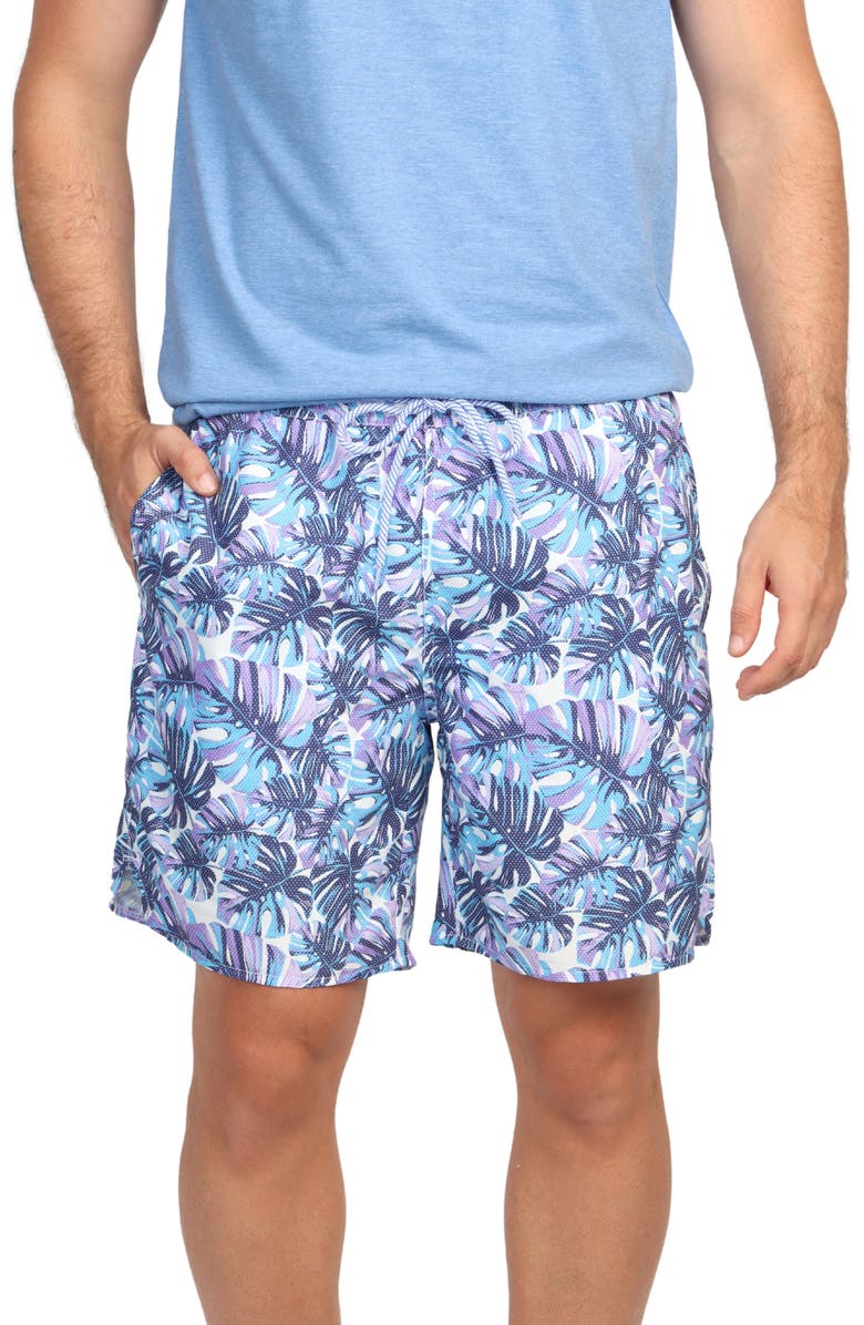 TailorByrd Tropical Palm Swim Shorts, Alternate, color, Blue