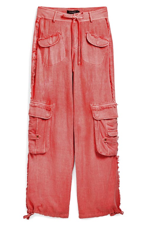 Desigual Fluid Cotton Blend Cargo Pants In Pink