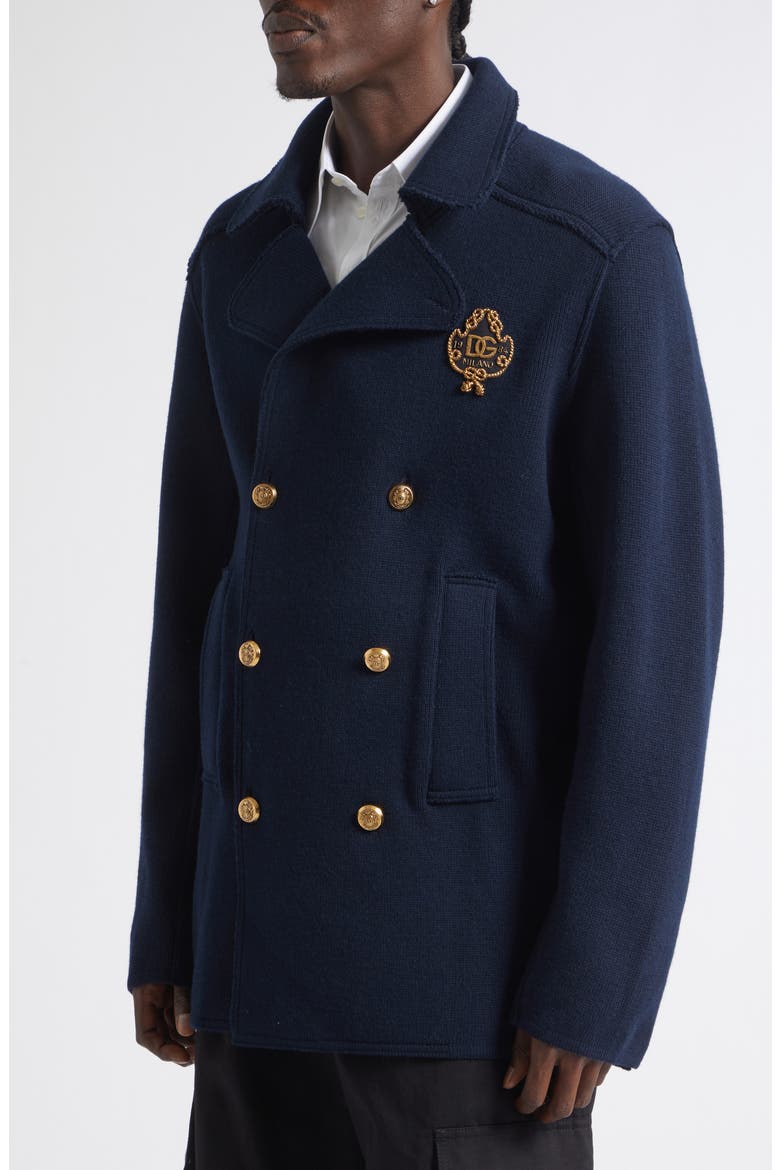 Double Breasted Wool Sweater Jacket, Alternate, color, BLU SCURO