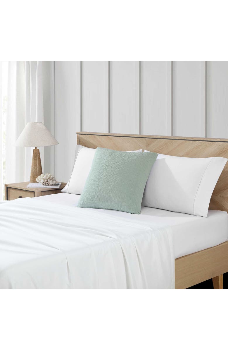 Nautica Wave Texture Square Accent Pillow, Alternate, color, Turquoise-Aqua