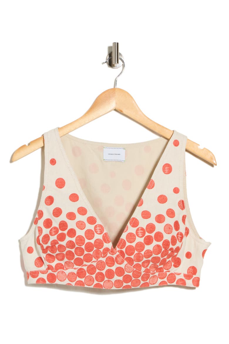 Polka Dot Cropped Tank, Main, color, BEIGE/ ORANGE