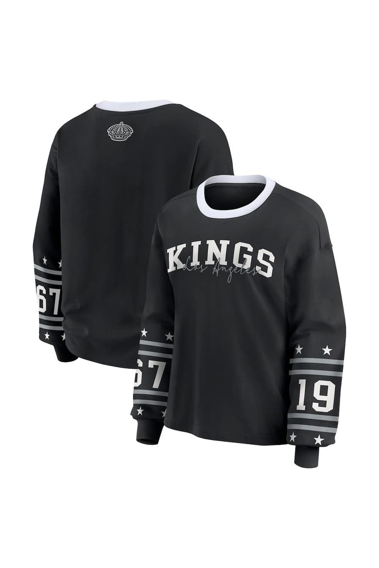 Women's WEAR by Erin Andrews Black Los Angeles Kings Long-Sleeve Sport T-Shirt, Main, color, Black