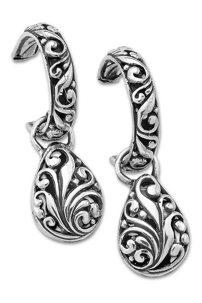 Sterling Silver Teardrop Huggie Hoop Earrings, Main, color, SILVER