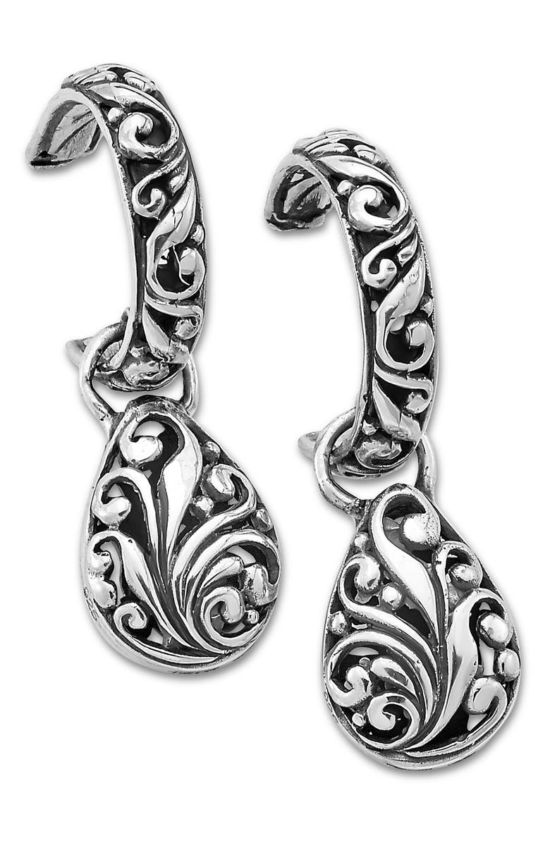 SAMUEL B. Sterling Silver Teardrop Huggie Hoop Earrings, Main, color, Silver