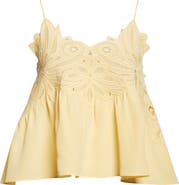 Ulla Johnson Rosie Lace Appliqué Silk Tank