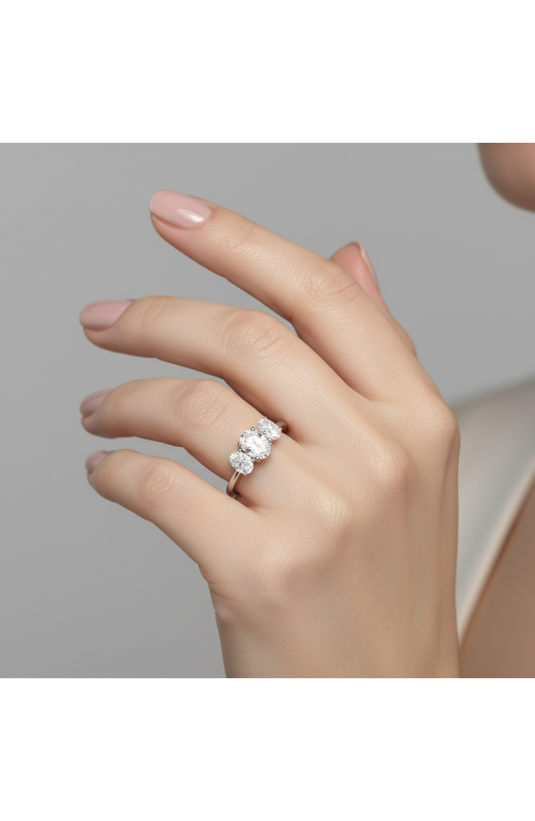 LuvMyJewelry Delila 14K Gold Oval Cut Lab Grown Diamond Trinity Ring - 2 ct, Alternate, color, 14K White Gold