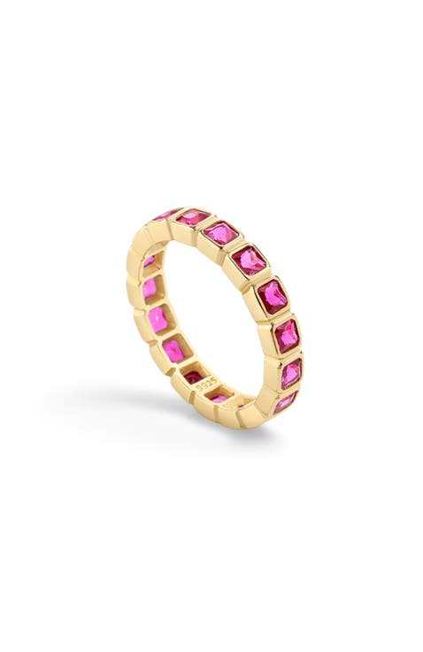 Emerald Cut Birthstone Eternity Ring