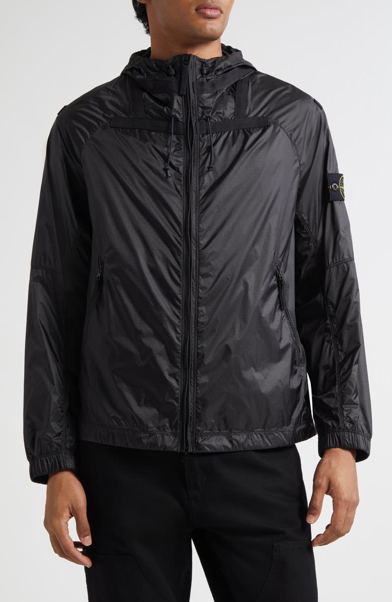Stone Island Hooded Nylon Windbreaker, Main, color, V0062 Lead Grey