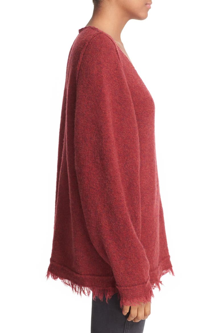 Irresistible Fringe Trim Sweater, Alternate, color, WINE