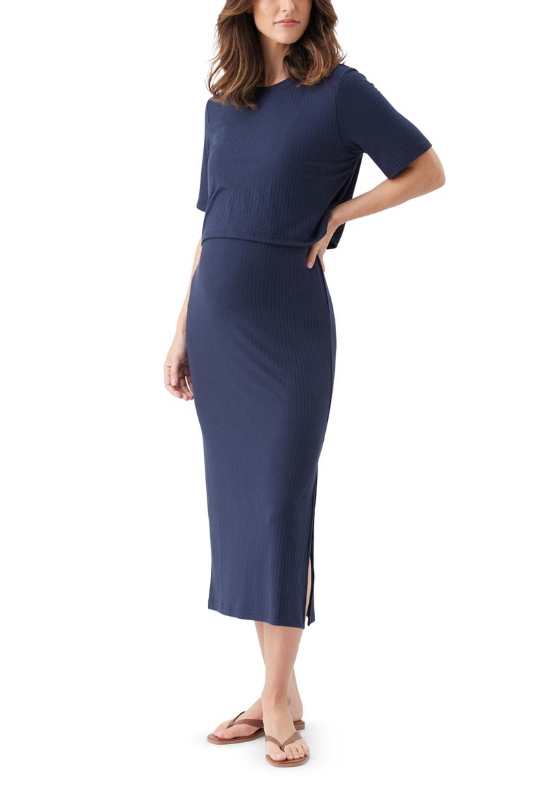 Ivy Rib Nursing Dress Navy, Alternate, color, Navy