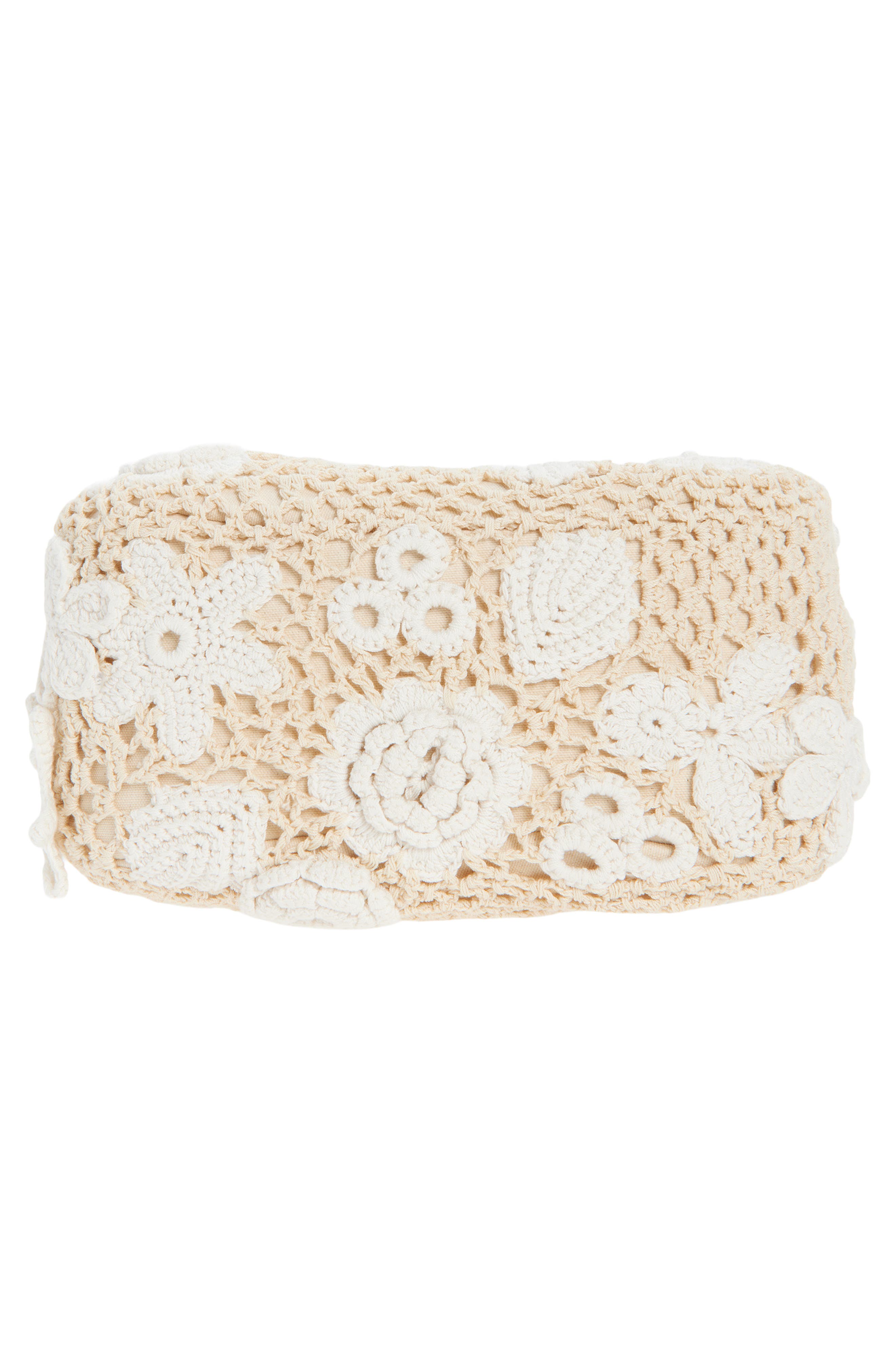 Ganni Mini Crochet Hobo Bag, Alternate, color, Egret