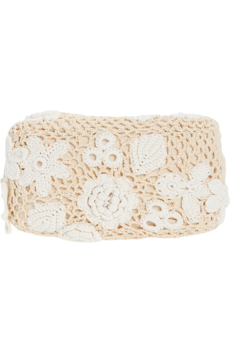 Ganni Mini Crochet Hobo Bag, Alternate, color, Egret