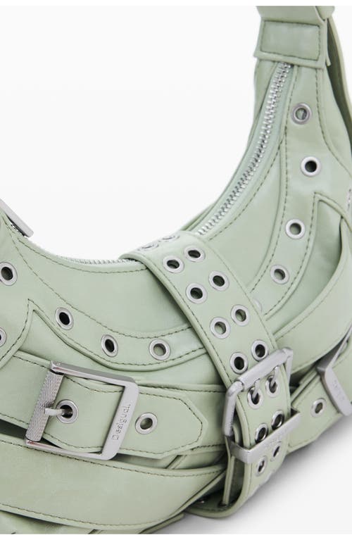 Desigual Grommet Trim Faux Leather Shoulder Bag In Green