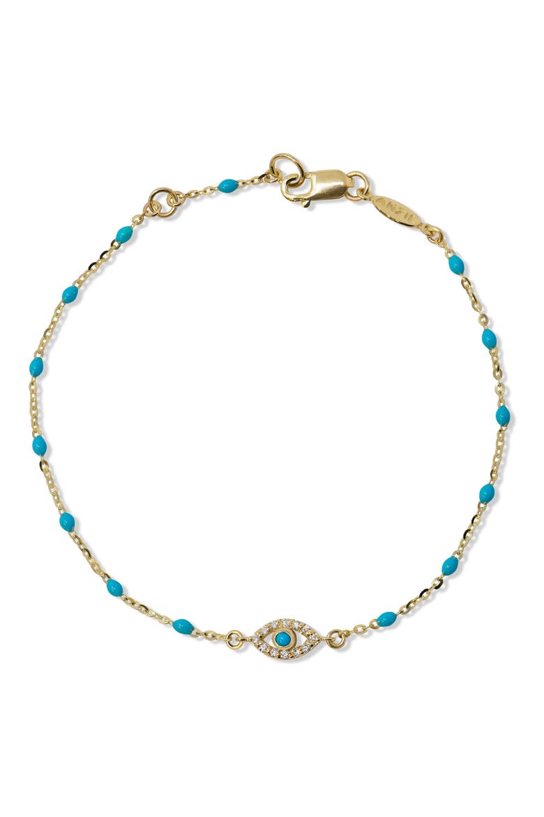 Evil Eye Turquoise Pavé Diamond Bracelet, Main, color, TURQUOISE