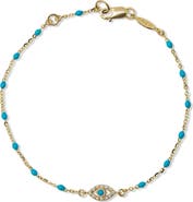 Anzie Evil Eye Turquoise Pavé Diamond Bracelet